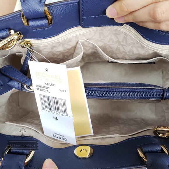 NWT Michael Kors Xs Hailee Satchel Crossbody Navy - Picture 7 of 8